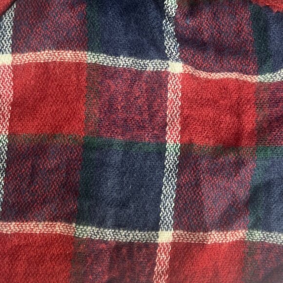 Charlotte Russe Plaid Fringed Scarf Rectangle Red Blue Soft Warm Winter - Picture 3 of 5